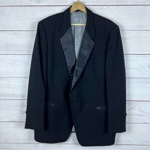 Christian Dior Monsieur Black Wool Tuxedo Suit 46R Satin Shawl Lapel USA Blazer